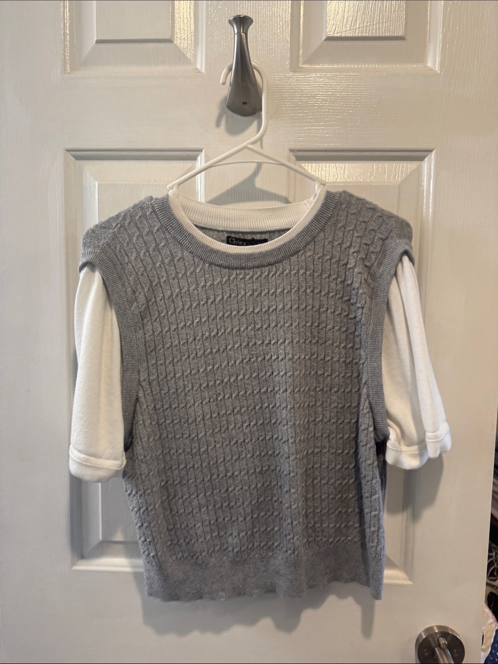 Christian Lacroix Gray Cable Knit Sleeveless Sweater Vest size M